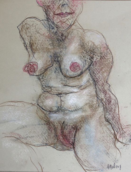 Peinture intitulée "nu de femme" par Anne Malvy, Œuvre d'art originale, Pastel