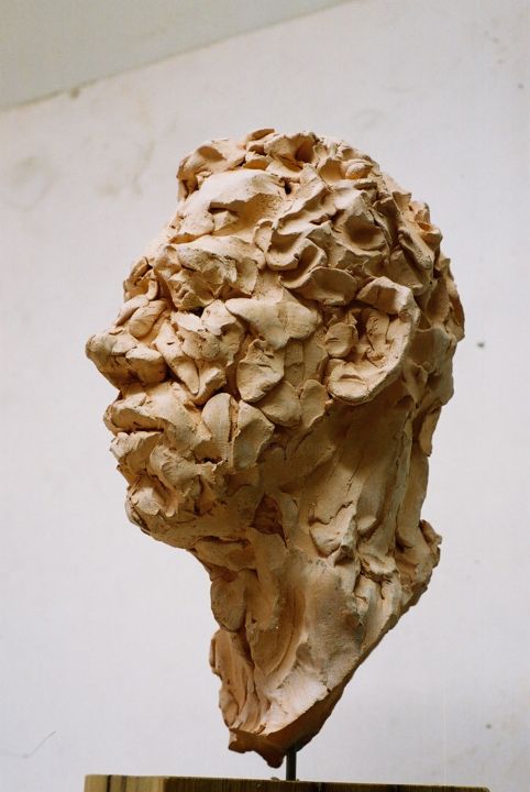Sculpture titled "Buste en terre" by Anne Malvy, Original Artwork, Terra cotta