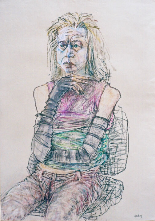 Рисунок под названием "Lou" - Anne Malvy, Подлинное произведение искусства, Пастель