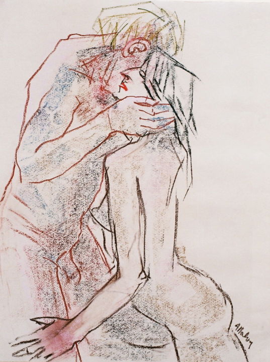 Drawing titled "Roméo et juliette 2" by Anne Malvy, Original Artwork, Pastel