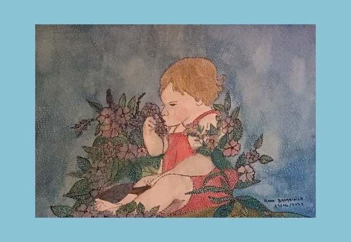 Painting titled "AN AMAZING GARDEN" by Anne Bazabidila, Original Artwork, Watercolor