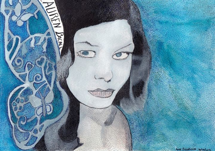 Painting titled "HOMMAGE  A  LAUREN…" by Anne Bazabidila, Original Artwork, Ink