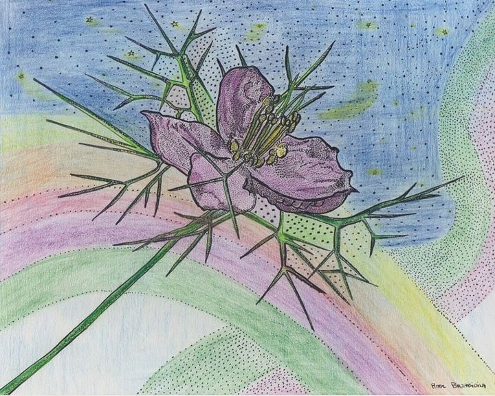 Schilderij getiteld "ROSE MYSTIQUE LUNAI…" door Anne Bazabidila, Origineel Kunstwerk, Inkt