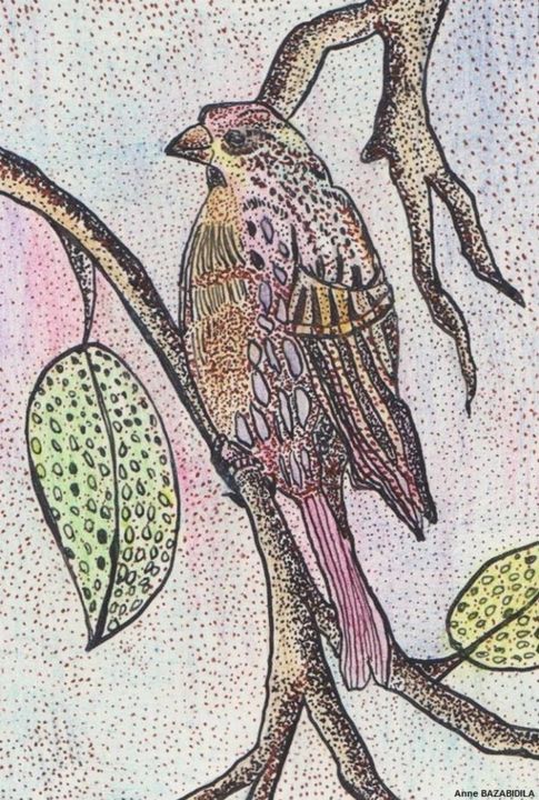 Peinture intitulée "JOLI OISEAU" par Anne Bazabidila, Œuvre d'art originale