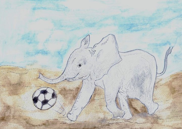 「GOAL.........」というタイトルの絵画 Anne Bazabidilaによって, オリジナルのアートワーク, インク