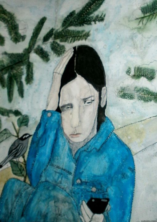 Картина под названием "FAUVETTE" - Anne Bazabidila, Подлинное произведение искусства, Чернила