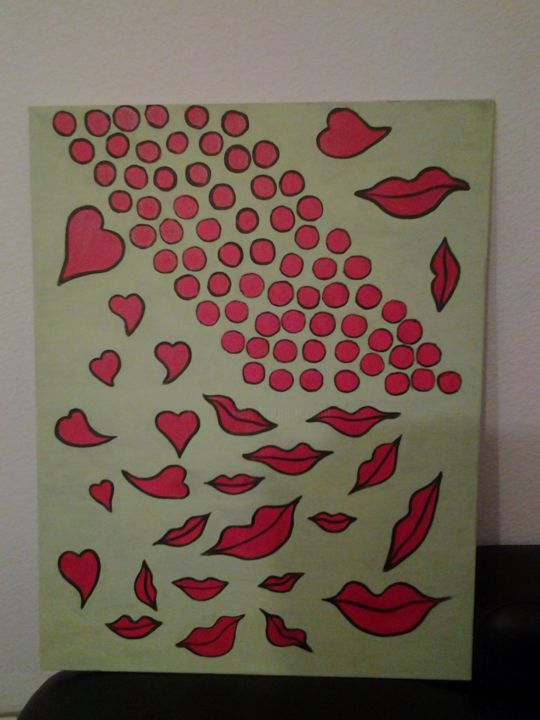 Painting titled "KISS AND LOVE" by Boudiche, Original Artwork, Acrylic