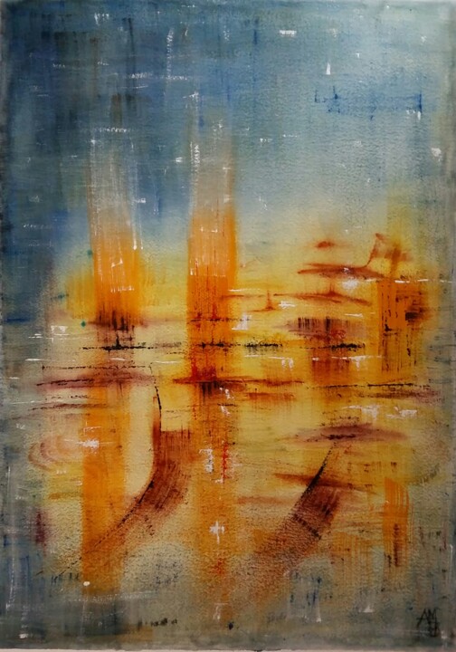 Painting titled "Silence lagunaire" by Anne-Marie Breton, Original Artwork, Watercolor
