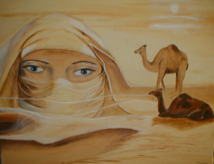 Peinture intitulée "deesse-du-sahara.jpg" par Anne-Marie Landron, Œuvre d'art originale