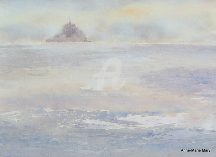 Schilderij getiteld "Le Mont Saint-Michel" door Anne-Marie Mary, Origineel Kunstwerk