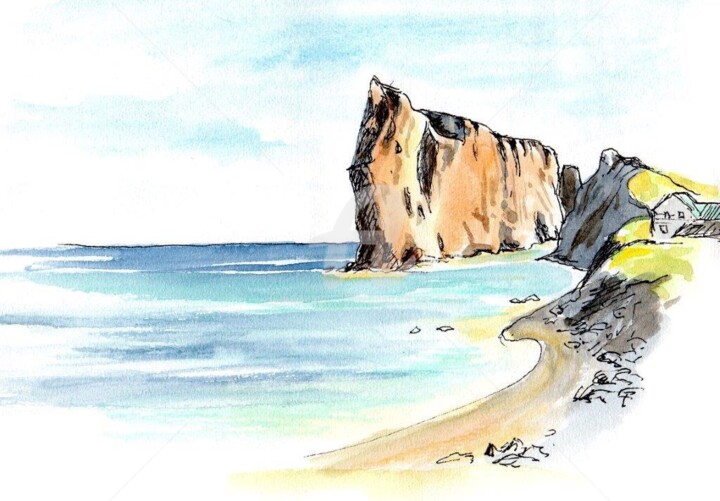 Drawing titled "Percé 2 ( Gaspésie)" by Anne-Marie Mary, Original Artwork