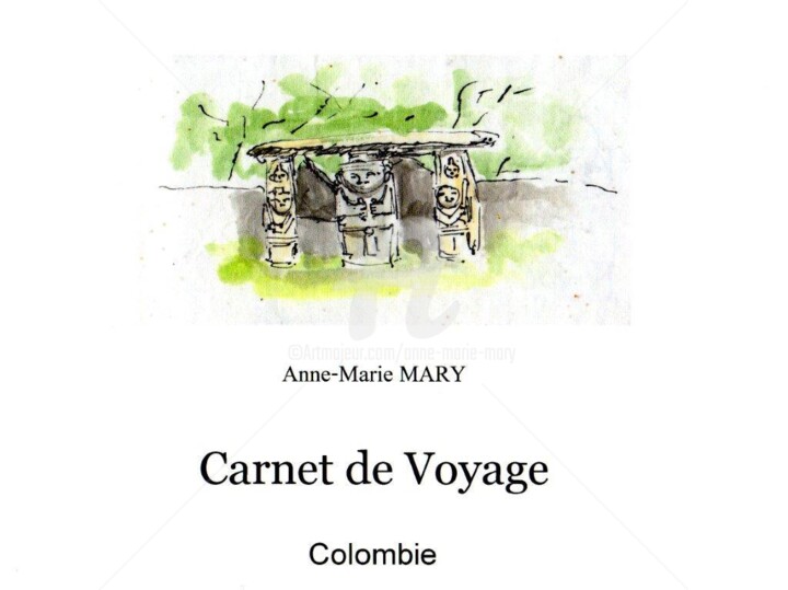 Disegno intitolato "Carnet de voyage en…" da Anne-Marie Mary, Opera d'arte originale