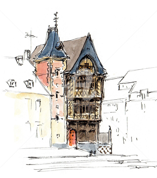 Zeichnungen mit dem Titel "La maison du Péleri…" von Anne-Marie Mary, Original-Kunstwerk