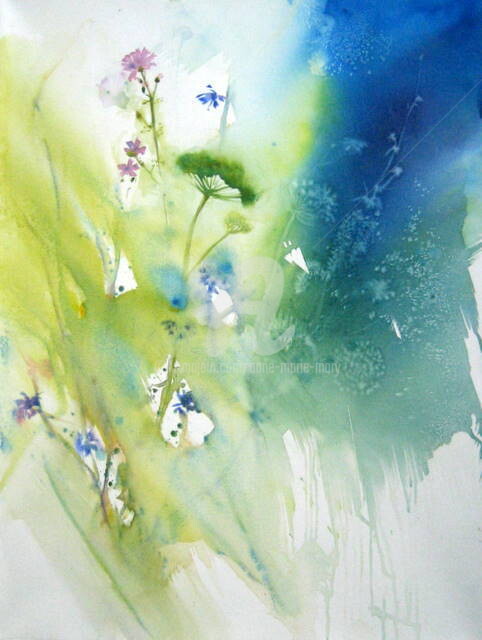Peinture intitulée "Fleurs champêtres" par Anne-Marie Mary, Œuvre d'art originale