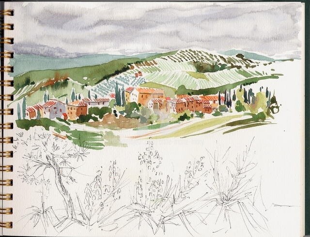 Drawing titled "carnet Toscane (ext…" by Anne-Marie Mary, Original Artwork