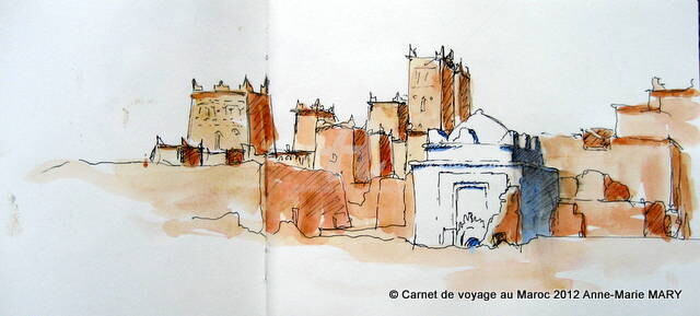 Dessin intitulée "carnet maroc 2012" par Anne-Marie Mary, Œuvre d'art originale