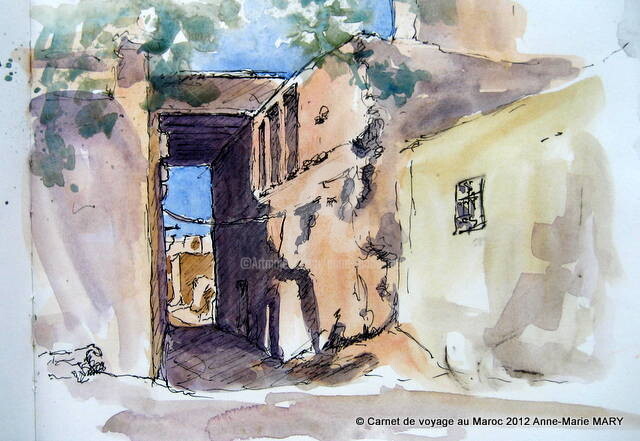 Drawing titled "carnet maroc 2012" by Anne-Marie Mary, Original Artwork