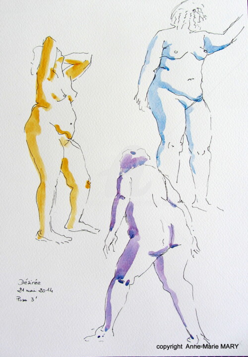 Drawing titled "croquis  3 min Dési…" by Anne-Marie Mary, Original Artwork, Other