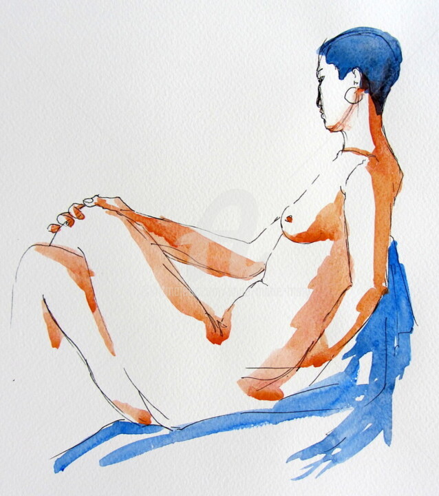 Malerei mit dem Titel "croquis Solenn 5 dé…" von Anne-Marie Mary, Original-Kunstwerk, Tinte