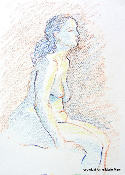 Drawing titled "croquis Mélissa 25…" by Anne-Marie Mary, Original Artwork