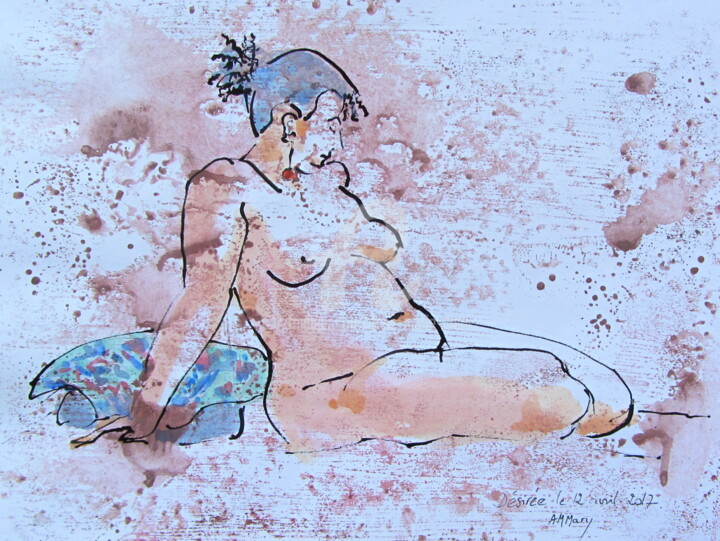 Drawing titled "croquis Désirée 120…" by Anne-Marie Mary, Original Artwork