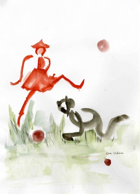 Drawing titled "la recherche du bal…" by Anne Marie Mazzocchi, Original Artwork