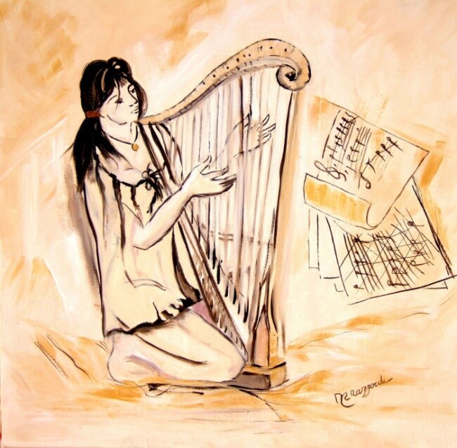 Painting titled "Musicale" by Anne Marie Mazzocchi, Original Artwork, Oil