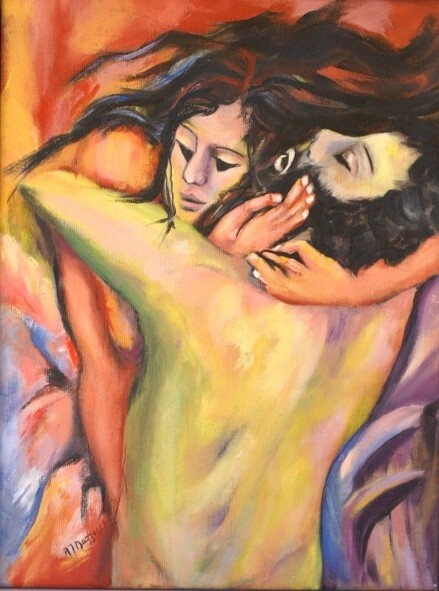 Peinture intitulée "mouvement de l'âme" par Anne Marie Mazzocchi, Œuvre d'art originale, Huile