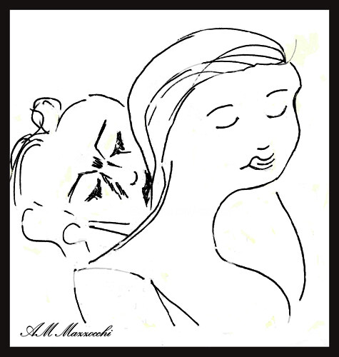 Pittura intitolato "gal-amours-encre-de…" da Anne Marie Mazzocchi, Opera d'arte originale