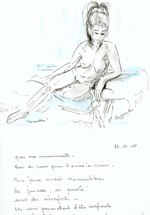 Zeichnungen mit dem Titel "fanouchka encre bou…" von Anne Marie Mazzocchi, Original-Kunstwerk