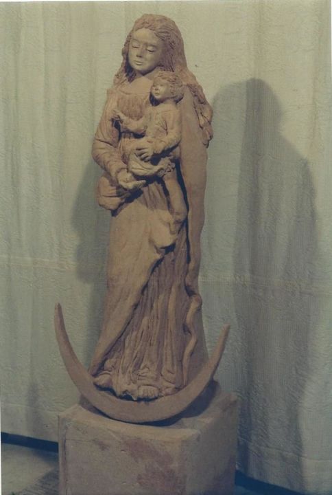 Escultura titulada "vierge de cotignac" por Anne Marie Mermet, Obra de arte original, Terracota