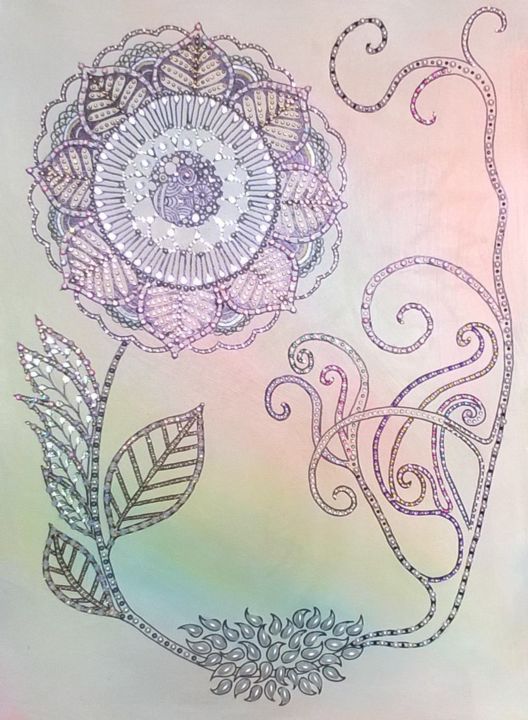 Drawing titled "Fleur" by Anne-Marie Musso, Original Artwork, Marker