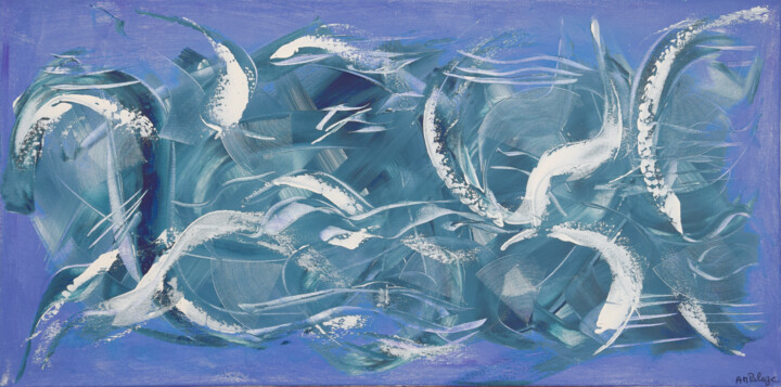 Peinture intitulée "Frénésie marine" par Anne Marie Palaze, Œuvre d'art originale, Acrylique