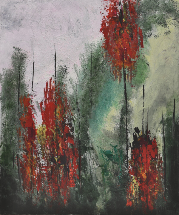 Pintura titulada "Forêt Flamboyante II" por Anne Marie Palaze, Obra de arte original, Acrílico