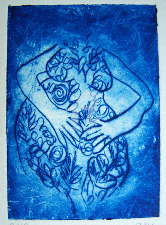 Printmaking titled "Ventre végétal" by Anne Maury, Original Artwork, Engraving