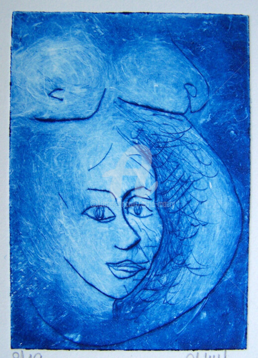 Отпечатки и Гравюры под названием "Visage ventre 2" - Anne Maury, Подлинное произведение искусства, гравюра