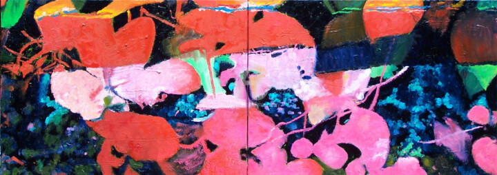 Peinture intitulée "Les fleurs papillons" par Anne Maury, Œuvre d'art originale, Huile