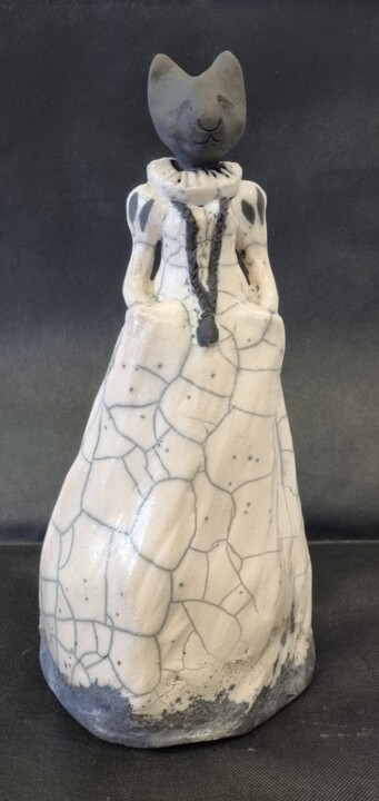 Sculpture titled "chat Anna" by Anne Platbroot, Original Artwork, Ceramics