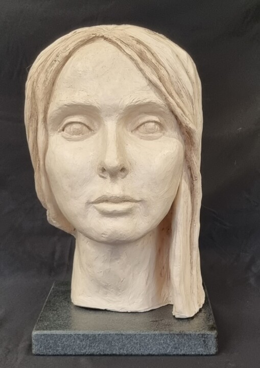 Скульптура под названием "portrait de Clara L2" - Anne Platbroot, Подлинное произведение искусства, Терракота