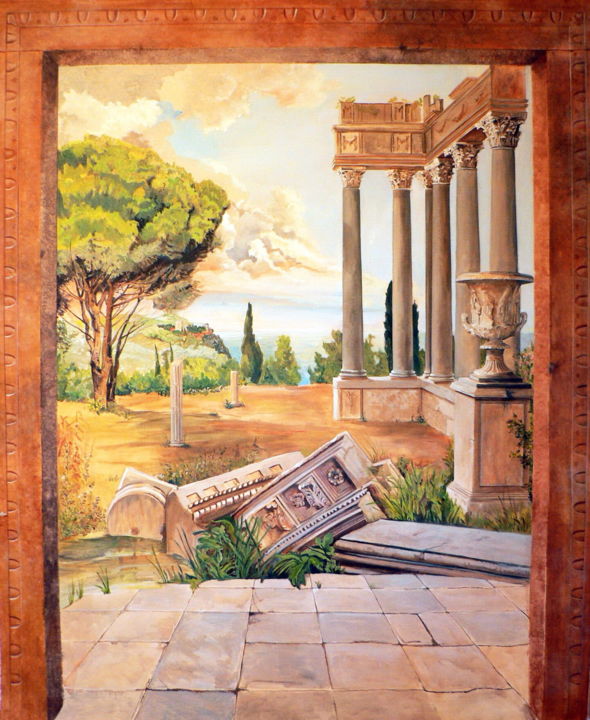 Painting titled "Temple Romain.jpg" by Anne Reymond, Original Artwork, Acrylic