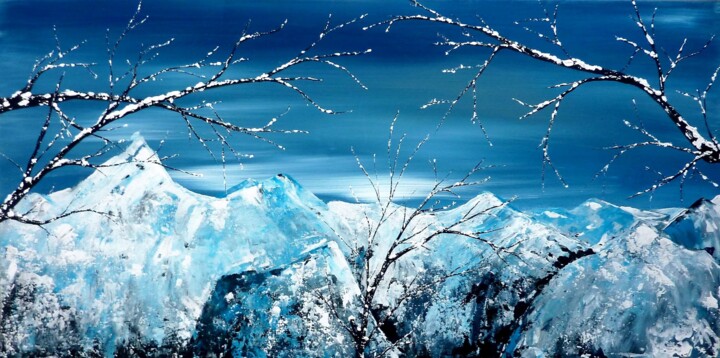 Pintura intitulada "Bleu glacier" por Anne Robin, Obras de arte originais, Acrílico Montado em Armação em madeira