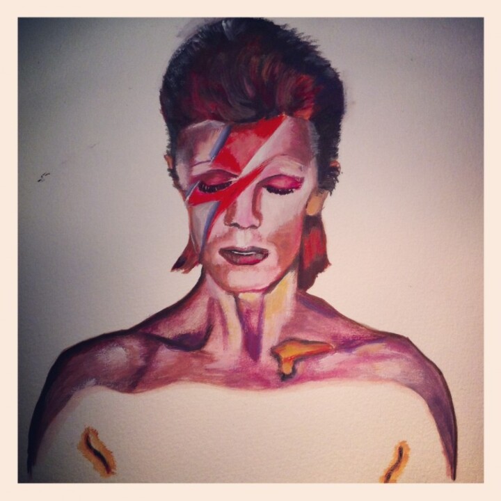 Schilderij getiteld "David Bowie 1973" door Anne Rosé De Bandol, Origineel Kunstwerk