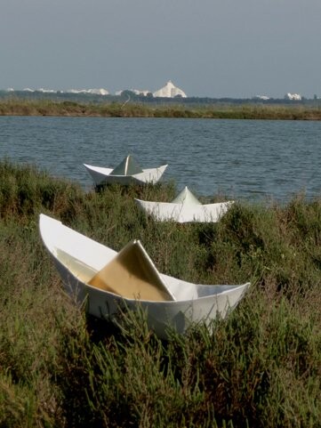 Installation titled "Les voiles d'or" by Anne Sarda, Original Artwork, Exteriors