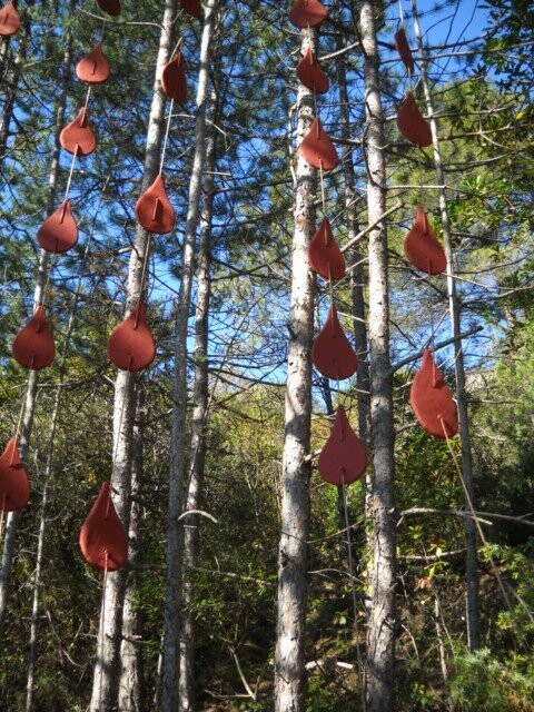 Installation titled "pluie de sang" by Anne Sarda, Original Artwork, Exteriors