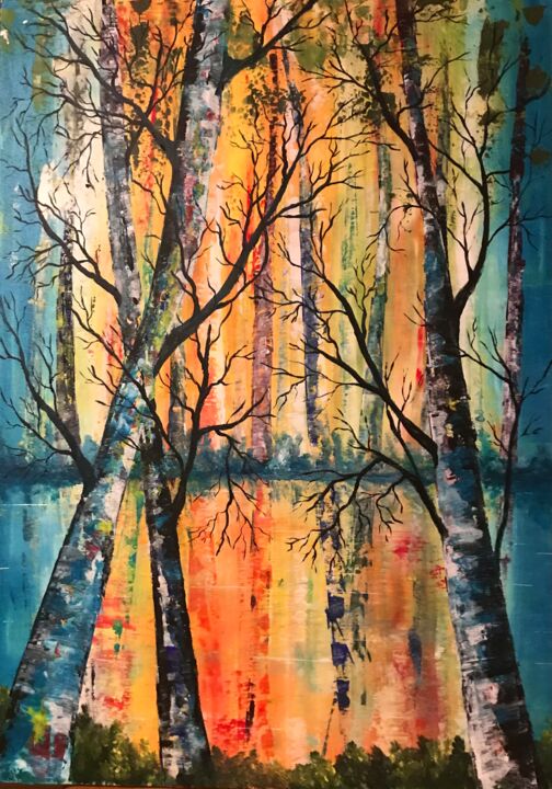 Painting titled "A painters tree" by Anne Soderqvist, Original Artwork, Acrylic