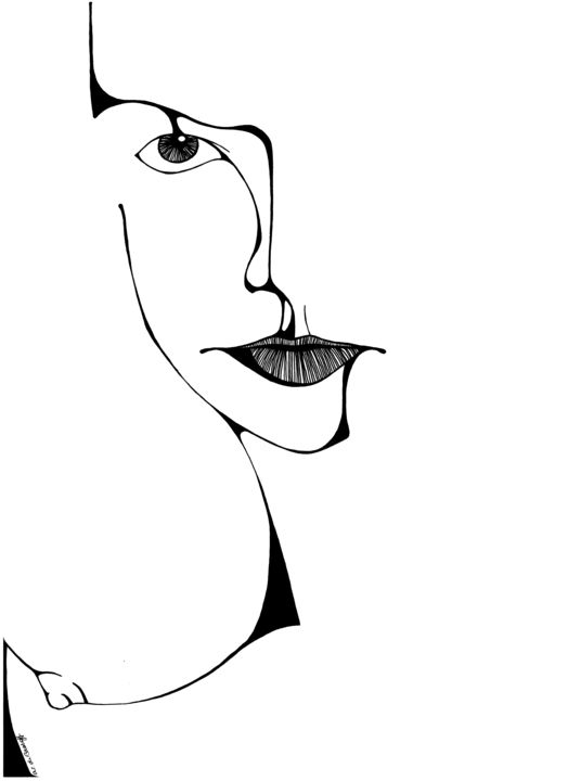 Drawing titled "visage-sein-pour-im…" by Anne Sophie De Bassoff, Original Artwork, Marker