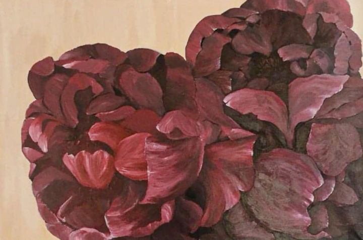 Malerei mit dem Titel "Pivoines" von Anne-Sophie Holzer, Original-Kunstwerk, Acryl