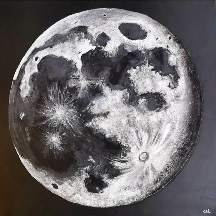 Malerei mit dem Titel "Moon" von Anne-Sophie Holzer, Original-Kunstwerk, Acryl