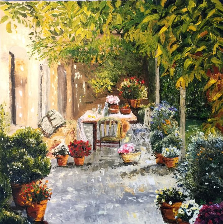 Painting titled "Ambiance provençale" by Anne Van Der Haegen, Original Artwork, Oil