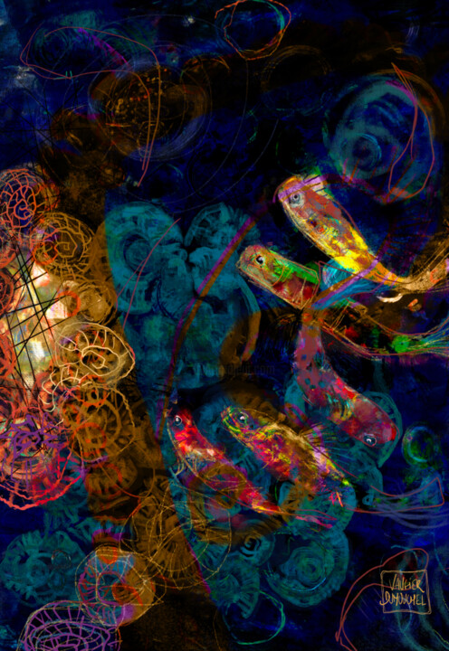 Photography titled "Petits poissons d'or" by Anne Vaugier, Original Artwork, Digital Photography